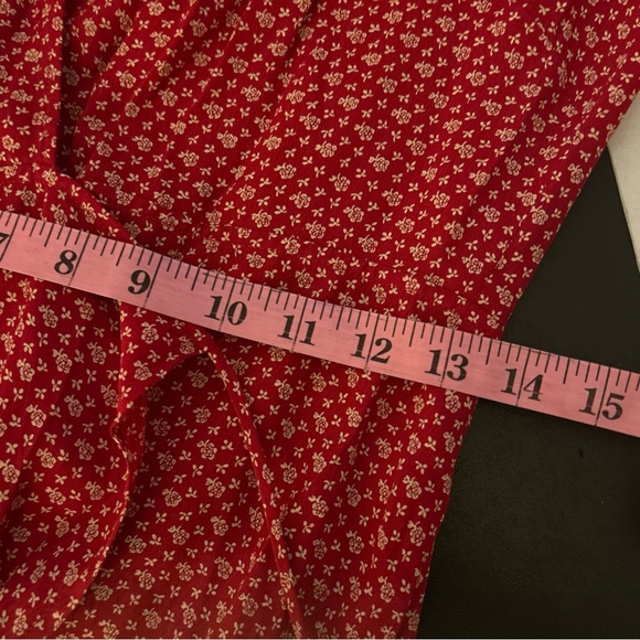 Reformation Royce Wrap Dress Red Midi Ditsy Floral Tie Sleeves size M - Picture 6 of 10